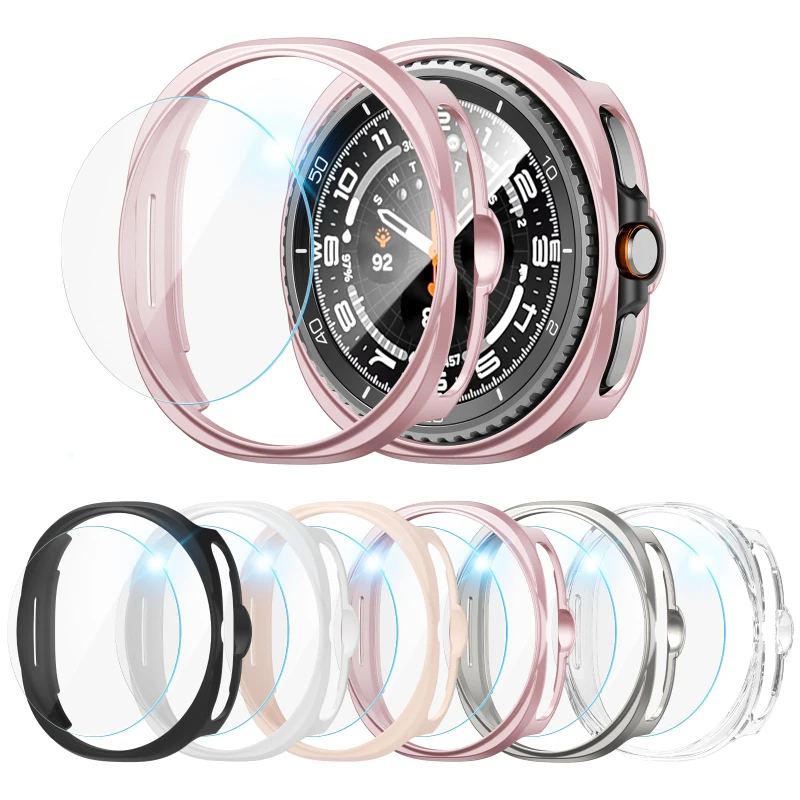 PC-Gehäuse für Samsung Galaxy Watch 8 44 mm 40 mm 3D-gehärtetes Glas + vollständige Abdeckung, Stoßstangen-Displayschutzschale + Film Watch 8 Zubehör Image