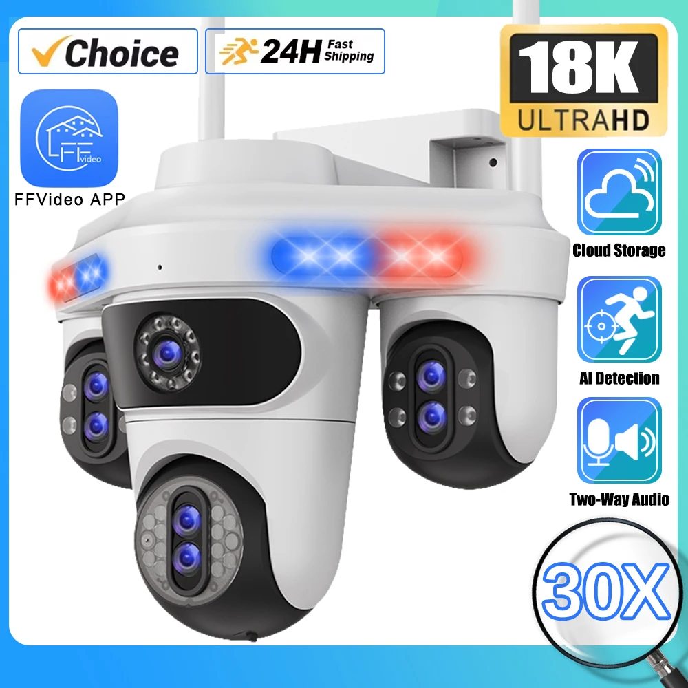 HD 35MP WIFI PTZ Kamera 30X ZOOM IP CCTV Outdoor Wasserdichte Kamera Multi-Objektiv 4 Bildschirm Zwei-weg Intercom Auto Tracking FFvideo Image