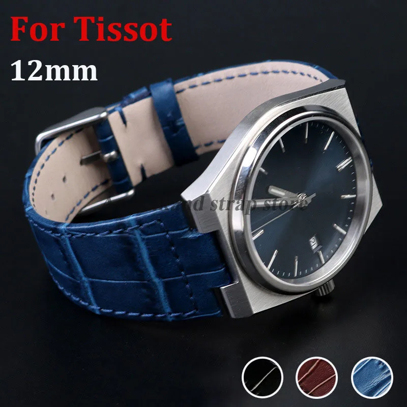 Leder 12 mm für Tissot 1853 Super Player PRX Serie T137.410/T137.407 Armband T137 Herren Sport Echtleder Uhrenarmband Image