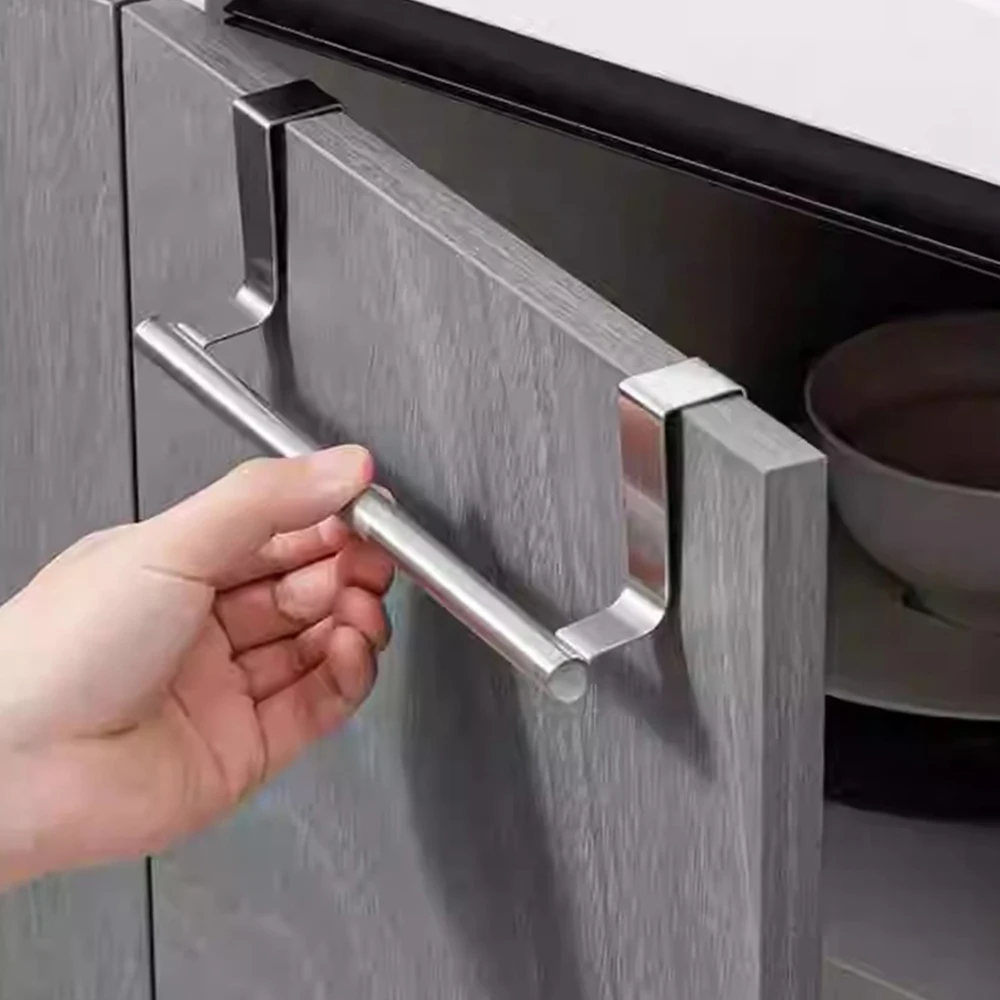 Handtuchstange über dem Schrank, Handtuchhalter, Aufbewahrungsorganisator, Badezimmertür, hängender Handtuchhalter, Küchenschrank, stanzfreier Lappenhalter