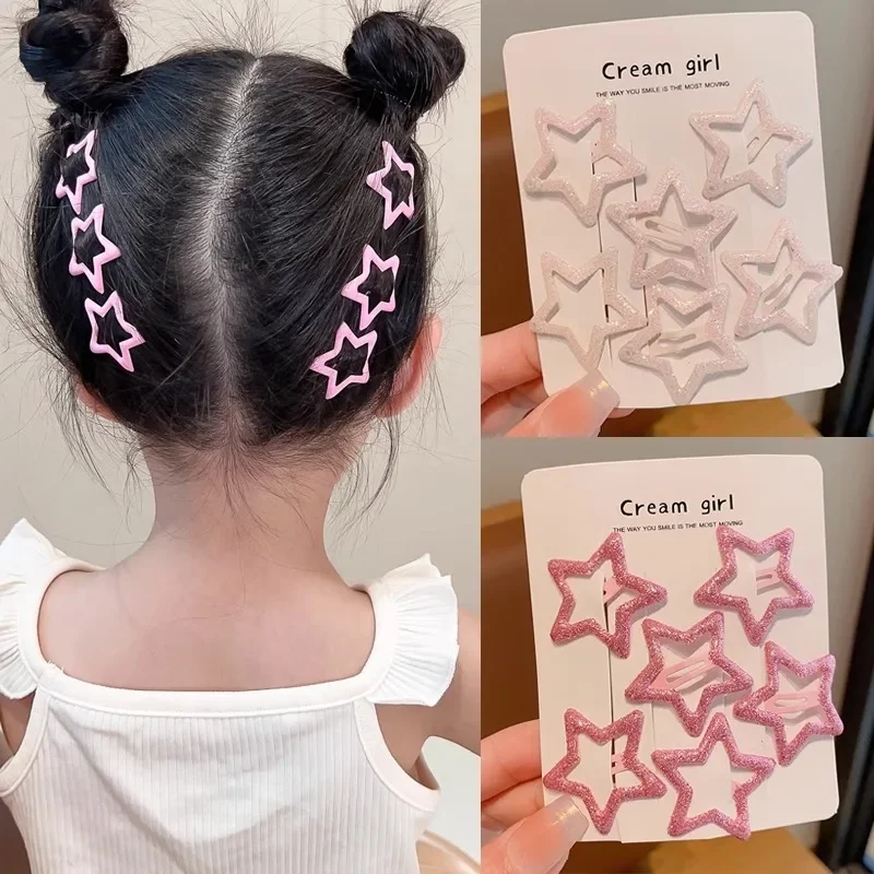 6 stücke kinder Pony Gebrochen Haar Clip Mädchen Stern Stirn Fünfeckigen Stern Baby Zubehör Neue Funkelnden Prinzessin Koreanische Version Image