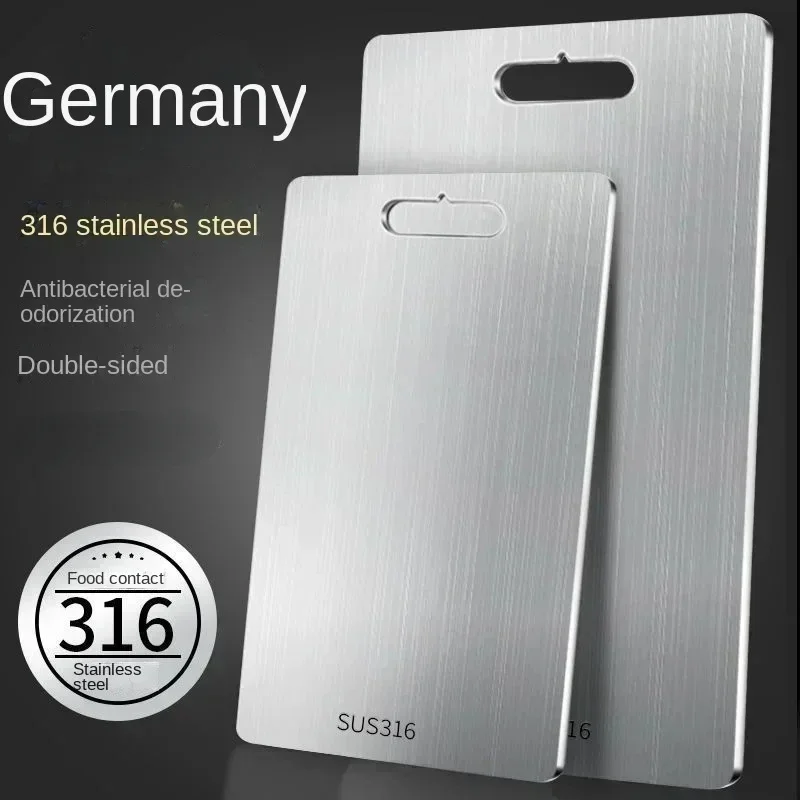 Schneidebrett aus Edelstahl 316, Küche, Haushalt, verdicktes doppelseitiges Schneidebrett, Block, Kneten, Teigbrett Image