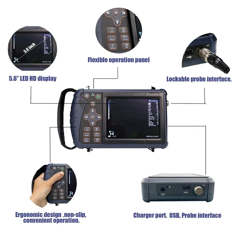 Tragbarer Veterinär-Ultraschallscanner, Tierarzt-Schwangerschaftskontrolle, tragbare Ultra-Maschine, für Schwein, Schaf, Kuh, Pferd, Hund, Katze Image