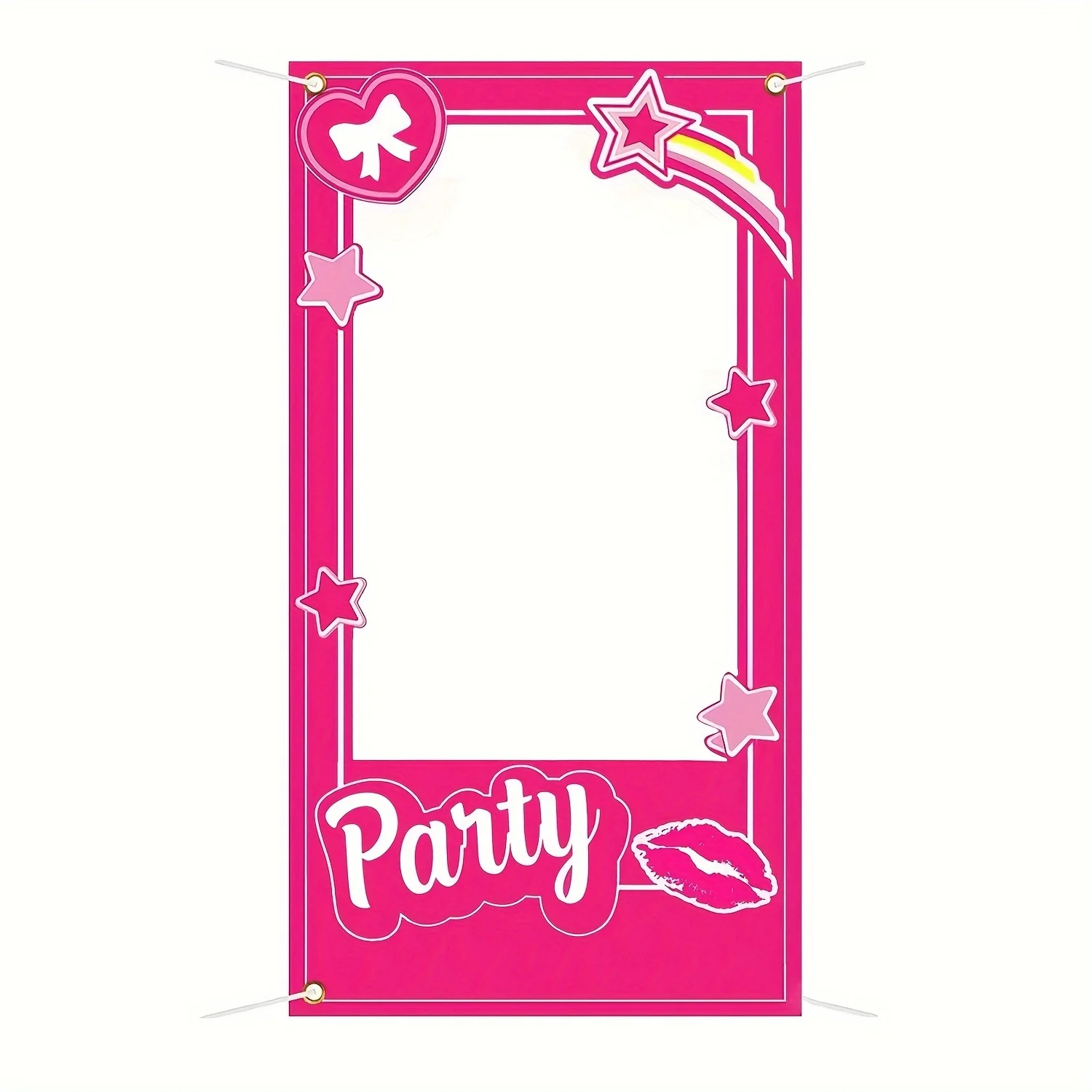 Pink photo booth frame props - suitable for birthdays, bridal showers, weddings - princess themed party decorations L Image