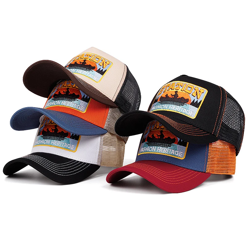 2025 Trendy New STATION Small Boat Truck Hat Herren Street Skateboarding Hip Hop Hut Damen Daily Sunshade Baseball Hat Mesh Hat