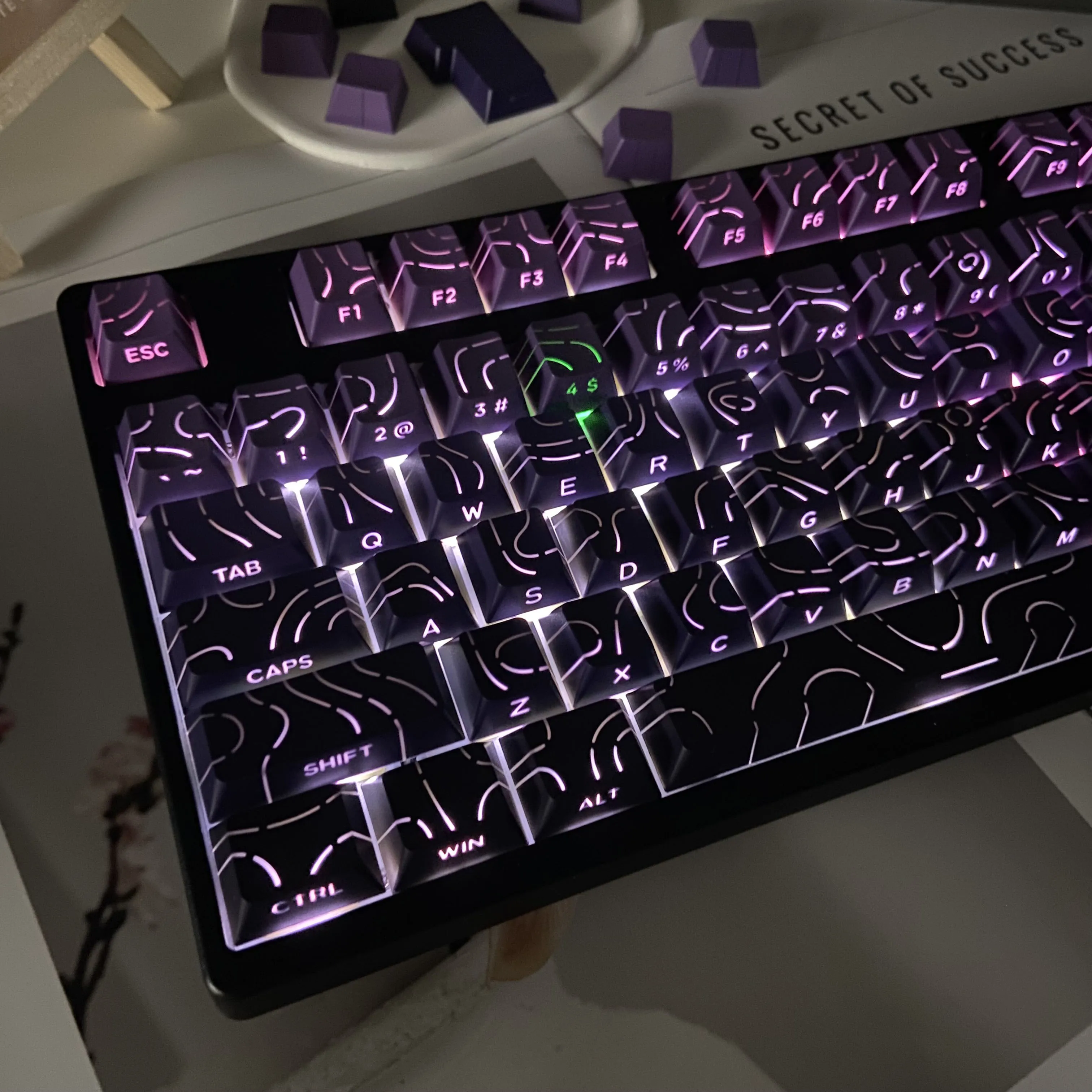 Line Gradient Side Shine Through Keycaps Cherry Profile PBT Custom Keycaps für 60 % 65 % 75 % 96 % 98 % 100 % mechanische Tastatur Image