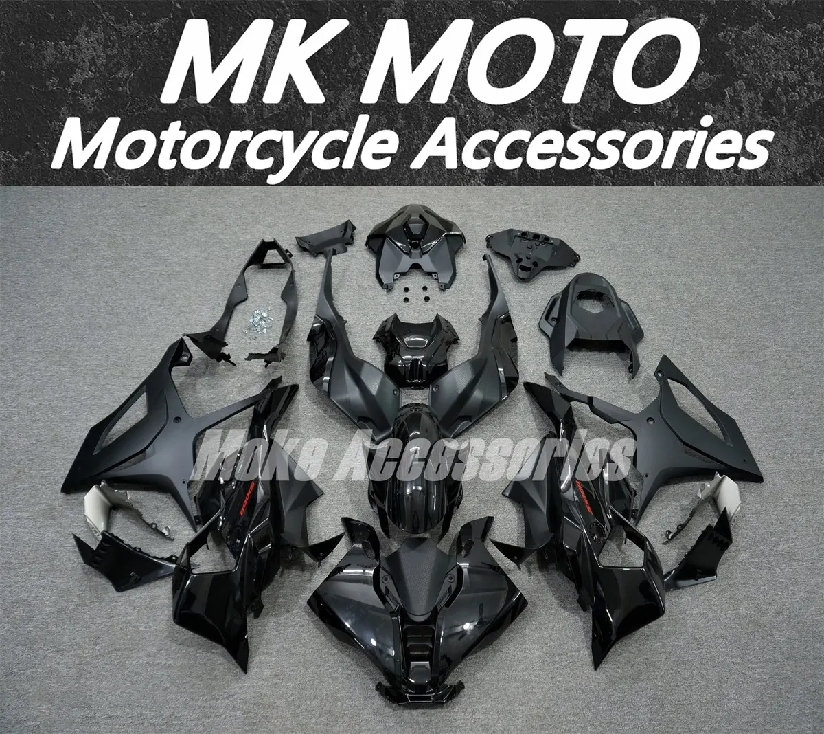 Moke Moto Motorrad-Verkleidungsset, passend für S1000RR 2022, Karosserie-Set, Abs, hochwertige Einspritzung, neu, Schwarz, Silber Image