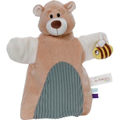 Schmusetuch NICI "My first NICI, Handpuppe Bär 2in1 26x25 cm", Baby, beige, Plüsch, Polyester, Schnuffeltücher, sanfte Materialmix aus glattem und geripptem Plüsch Image