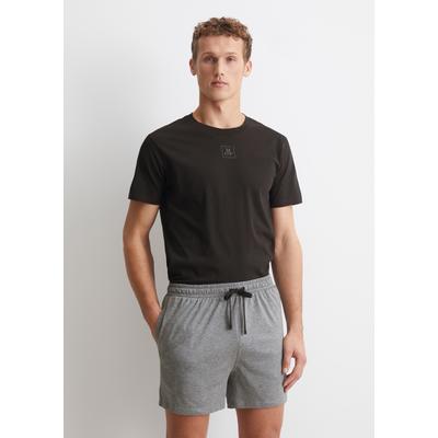 Shorty MARC O'POLO "Mix N Match Cotton", Herren, Gr. L, schwarz (schwarz, grau melange), Jersey, Obermaterial: 100% Baumwolle, casual, bequem kurz, Rundhals, Langarm, Homewear-Sets, Baumwolle, Jersey-Qualität, bequem, Kurzarm Image