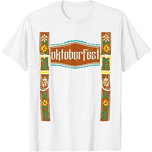 T-Shirt Lederhosen Anime 3D Bayerisch Streetstyle T-Shirt Ärmel Grafik für Herren Damen Erwachsene 3D-Druck für Oktoberfestbier Maskerade Urlaub Alltagstauglich Image