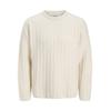 Strickpullover JACK & JONES "JJEBRADLEY CARTER KNIT CREW NECK LN", Herren, Gr. M, gelb (moonbeam), Strick, Obermaterial: 51% Polyester, 41% Polyacryl, 5% Wolle, 3% Elasthan, unifarben, modisch, relaxed fit, Rundhals, Langarm, Pullover
