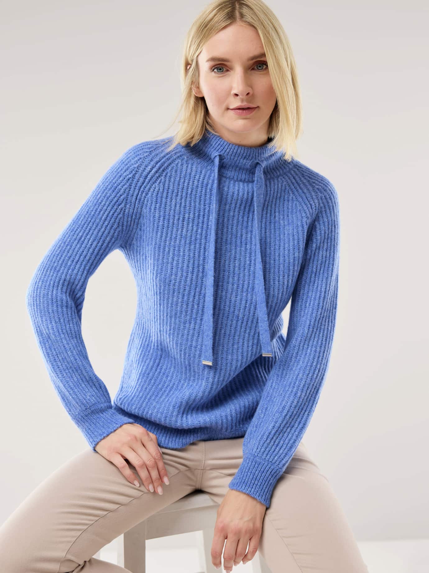 Walbusch Damen Kuschelgarn-Pullover Hellblau