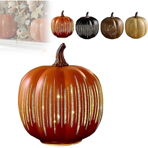 Kürbisse mit funkelnden Lichtern, 1 Packung, Kürbisse mit Sternennacht-LED, stilvolle leuchtende Kürbislaternen-Dekoration, ideal für die Innen- und Außendekoration von Zuhause, Schlafzimmer, Badezimmer und Flur Image