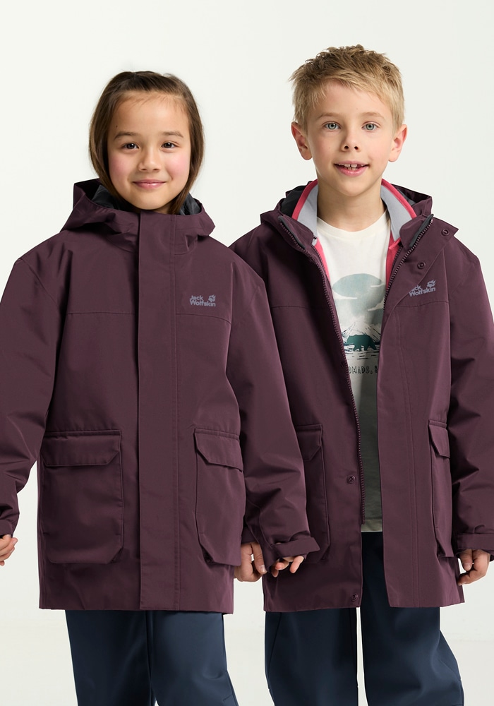 3-in-1-Funktionsjacke JACK WOLFSKIN "3IN1 CANVEY KIDS", Kinder, Gr. 152, amaranth, Außenjacke: Oberstoff: 100% POLYESTER; Futter 1: 100% POLYESTER ; Innenjacke: Oberstoff: 100% POLYESTER; Futter: 100% POLYESTER; Futter 1: 100% POLYESTER, Jacken Image