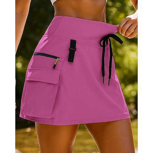 Damen Cargoröcke Outdoor-Röcke Sommer Außen Normale Passform Schnelltrocknend Leicht Elastisch Atmungsaktiv Rock Elastischer Bund Schwarz Weiß Tennis Golfspiel Laufen XS S M L XL Image