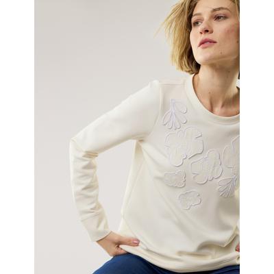 Walbusch Damen Blumenapplication Sweat Shirt Weiss Image