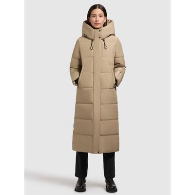 Steppmantel KHUJO "SOULANI3", Damen, Gr. S, beige (sand), Web, 100% Polyester, unifarben, casual, loose fit wadenlang, Langarm eingesetzt elastischer Bund mit Windstopper, Mäntel Image