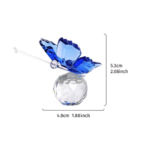 Schmetterlingsfigur aus Kristallglas mit durchsichtigem Kugelsockel, elegante Tierskulptur aus Glas zur Inneneinrichtung, transparentes Schmetterlingsornament für Regal, Schreibtisch oder als Geschenk Image