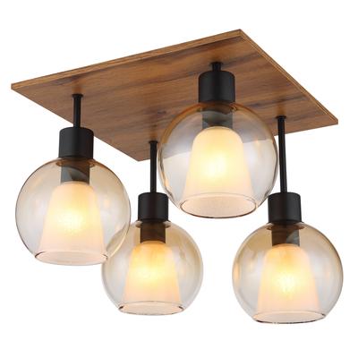 GLOBO LIGHTING Deckenleuchte "BARRY I", schwarz, Lampen, Deckenlampe/holzoptik/Glas amber/Glaskristalle/Innenglas Image