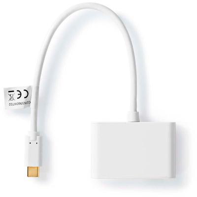 Nedis - Usb multi port adapter usb 32 gen 1 usb c stecker 2x usb a 1000 mbps 020 m rund vernickelt Image