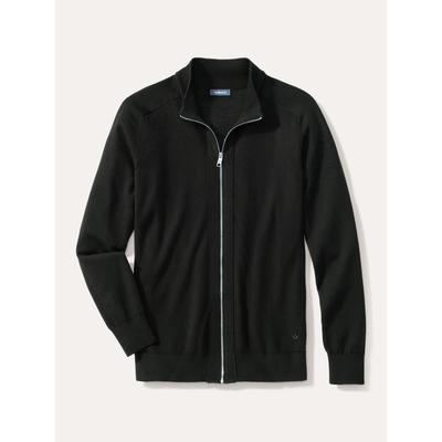 Walbusch Herren Zip-Strickjacke Merino Extrafein Schwarz noch offen: Muster Image