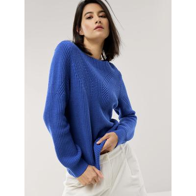 Walbusch Damen Baumwoll-Pullover Patentstrick Blau noch offen: Muster Image