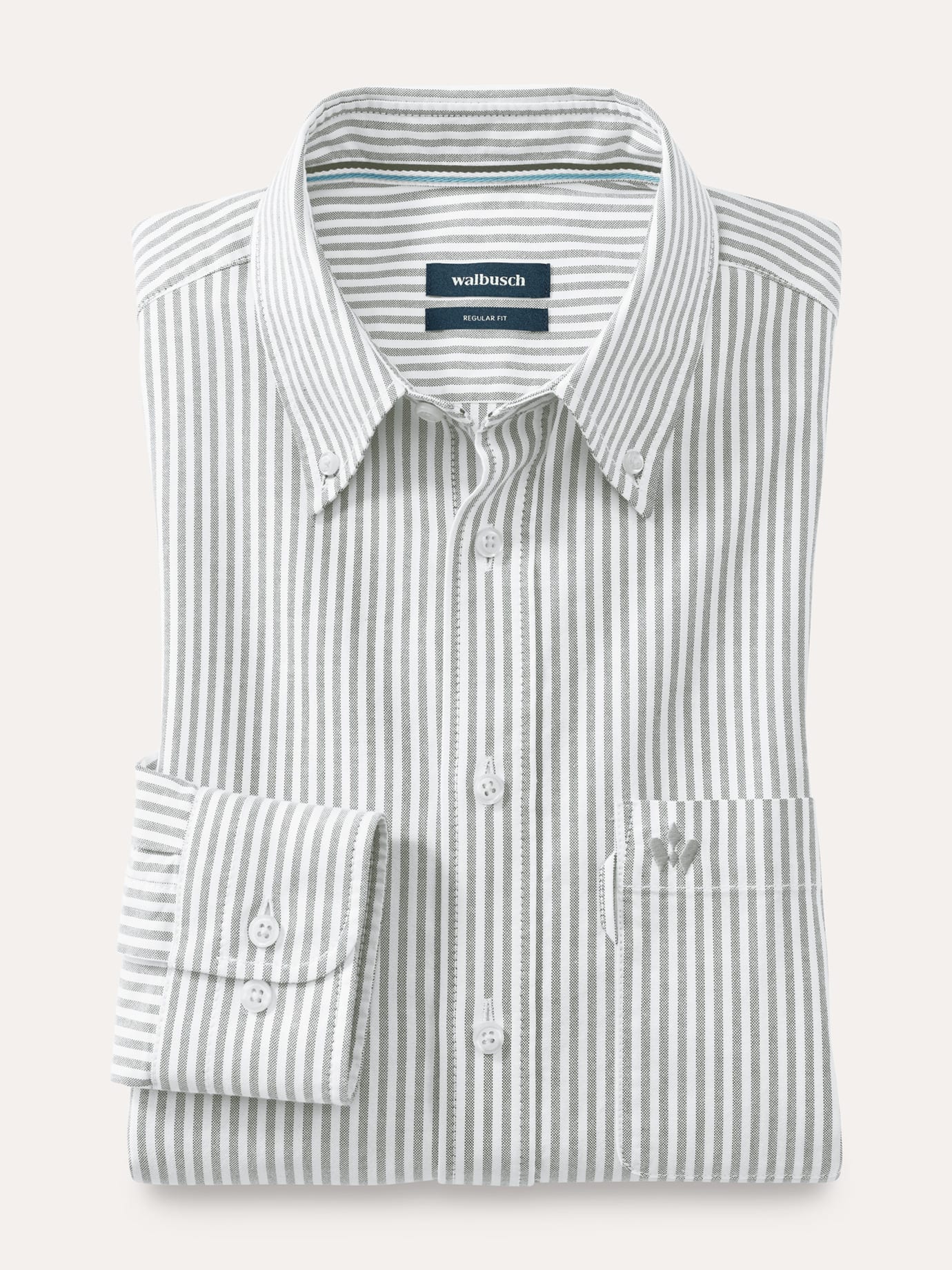 Walbusch Herren Premium Oxford-Hemd Grün gestreift