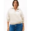 Sweatshirt TOMMY HILFIGER CURVE "CRV CLASSIC SCRIPT FLEECE 1/2ZIP", Damen, Gr. 48, heather oatmilk, Sweatware, Obermaterial: 77% Baumwolle, 23% Polyester, unifarben, casual, Kurzarm Bündchen, Sweatshirts, in großen Größen