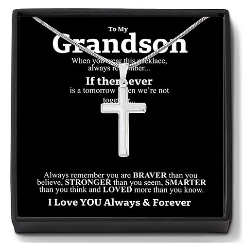 Collana con croce To My Son, regalo di Natale per lui, collana con ciondolo in acciaio al titanio da uomo, catena con croce minimalista da indossare tutti i giorni