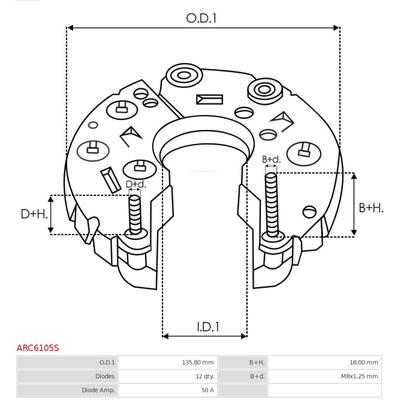 AS-PL Universal 135,80mm für TOYOTA 27360-0P470 ARC6105S Image