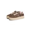 Plateausneaker TOMMY JEANS "THE GREENWICH FLATFORM", Damen, Gr. 40, braun (braun, rosa), Leder, Lederimitat, sportlich, Schuhe, Freizeitschuh, Halbschuh, Schnürschuh mit pastellfarbenem Kontast