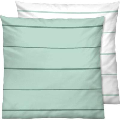 Kissenbezug BIBERNA "Mix & Match", grün (mint, streifen), B:40cm L:40cm, Mako-Satin, Obermaterial: 100% Baumwolle, Kissenbezüge, individuell kombinierbar Image