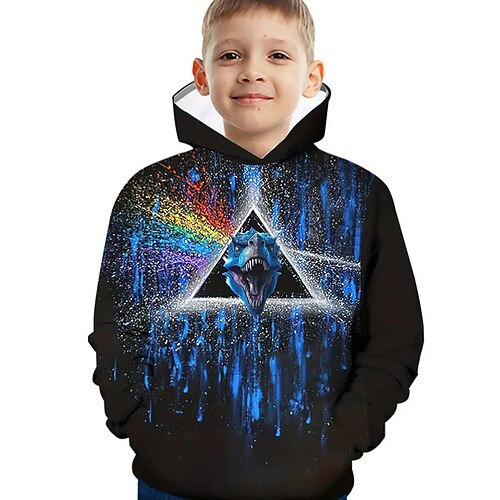 Jungen 3D Tiermotiv Dinosaurier Kapuzensweatshirt Langarm Frühling Herbst Mode Streetwear Kinder 4-12 Jahre Mit Kapuze Outdoor Lässig Täglich Normale Passform Image