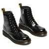 Schnürboots DR. MARTENS "1460 Kinder SOFTY T", Kinder, Gr. 37, schwarz, silber, Leder, metallic, modisch, Schuhe, Kinderstiefel, Freizeitschuh mit Reißverschluss und Anziehlasche