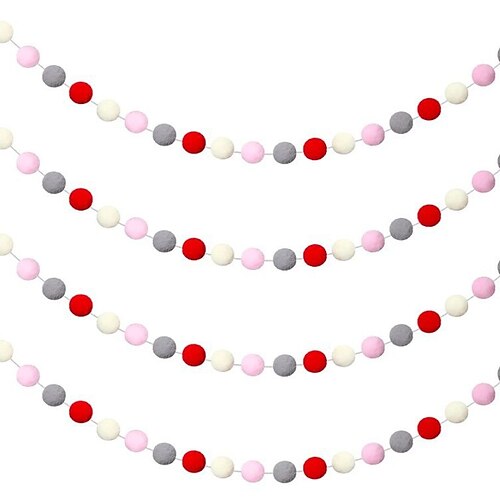 4 Stück Wollfilz-Kugelgirlande, bunte Pompons, 2,05 m lang, 24 Kugelgirlande für Feiertagspartys, Weihnachten, Halloween, Klassenzimmer, Thanksgiving Image