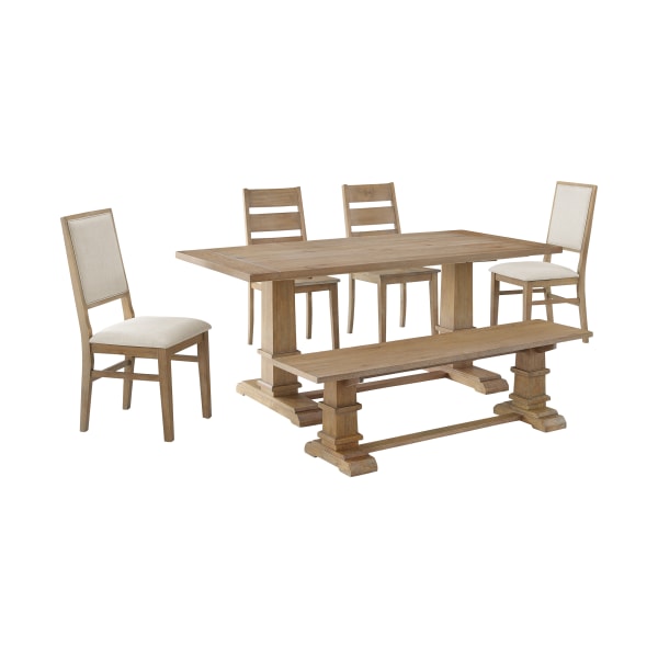 Crosley Joanna 6-Piece Dining Set with Bench, 2 Ladder Back Chairs, and 2 Upholstered Chairs