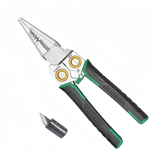 7-in-1 Multifunktions-Abisolierzange, Schere, Multifunktionszange mit Spitz-, Schneid-, Crimp- und Abisolierklingen zum Abisolieren von Drähten Crimpzange Image