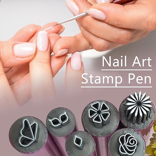 Nailart-Stempelstift-Set, Nailart-Stift-Set, Nagel-Graffiti-Nagelkunst-Punktierwerkzeuge mit einfachem Design, einfach zu verwenden, Nagelstempelstift, DIY-Nagelkunstwerkzeuge für Mädchen und Frauen Image