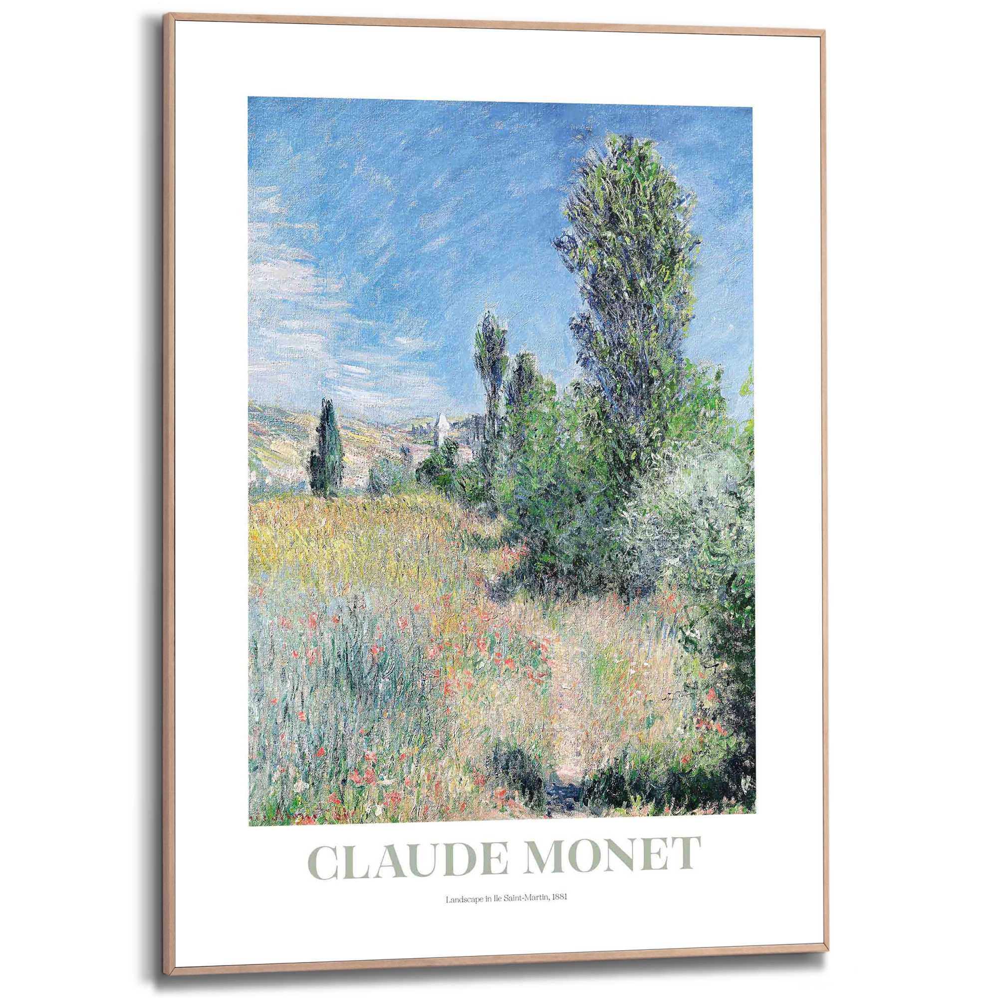 Poster REINDERS "Monet - landscape in Ile Saint-Martin", blau (farbe bild(er): blau), B:50cm H:70cm T:2,2cm, Bilder, Wohnzimmer - Blau - MDF - Kunst - 50x70 cm Image