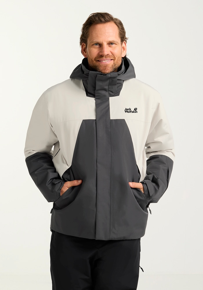 Skijacke JACK WOLFSKIN "FLOWLINE 2L INS JKT M", Herren, Gr. S (48), beige (palesand), Oberstoff: 100% POLYESTER; Kontrastmaterial 1: 100% POLYESTER; Füllung 1: 100% POLYESTER; Futter 1: 100% POLYESTER, Jacken Skijacke