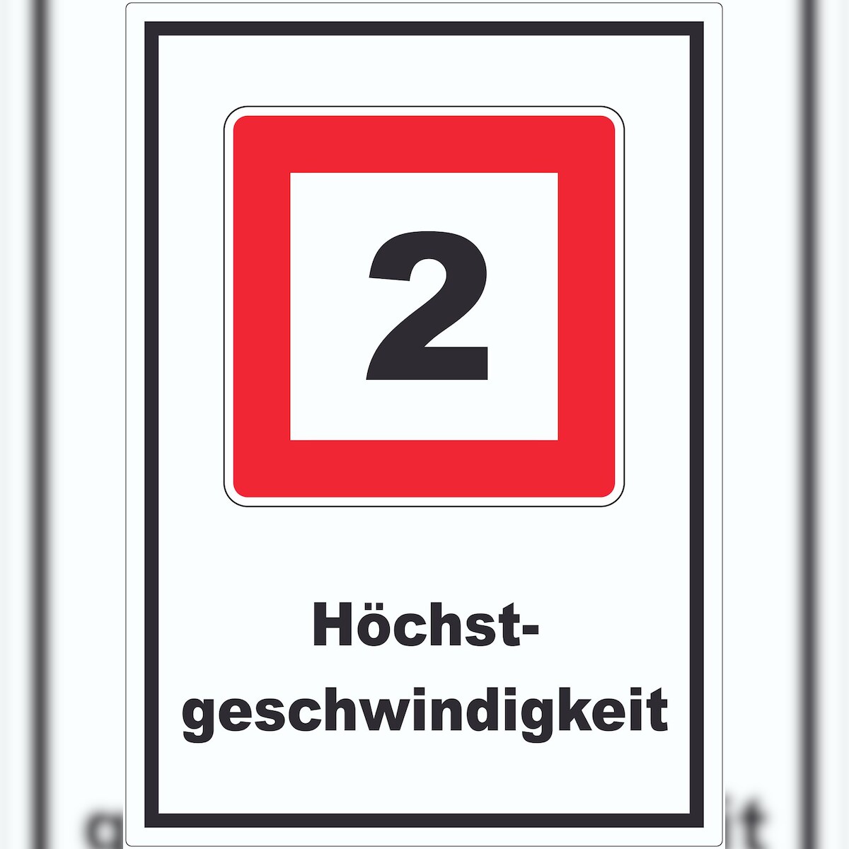 HB-Druck Höchstgeschwindigkeit 2 kmh nicht zu überschreiten Aufkleber mit Symbol und Text A6 (105x148mm) Image