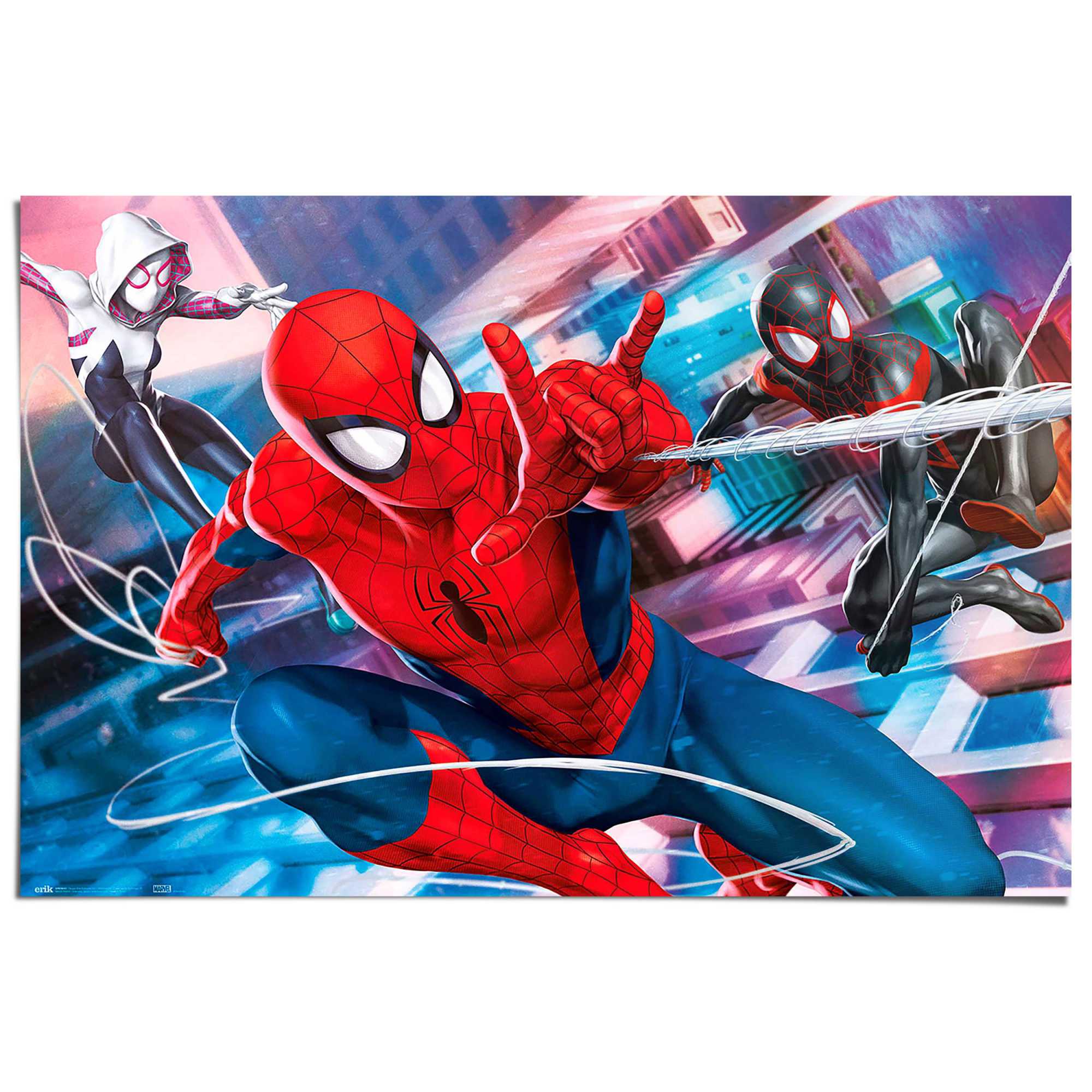 Poster REINDERS "Marvel Spiderman - Peter, Miles & Gwen", blau (farbe bild(er): blau), B:91,5 H:61 T:0,1, Bilder Image