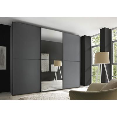 Schwebetürenschrank STAUD "Sinfonie Plus, edles Design in hochwertiger Qualität, Made in Germany", grau (vulkan), B:298cm H:222cm T:68cm, Holzwerkstoff, Schränke, Mit Spiegeltüre und vier verschiedenen Ausstattungsvarianten Image