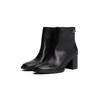 Stiefelette TOMMY HILFIGER "STACKED HEEL LEATHER ANKLE BOOT", Damen, Gr. 39, schwarz, Glattleder, elegant, Schuhe, Blockabsatz, Ankleboots, Businessschuh, goldfarbenes Schmuckelement