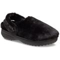 Clog CROCS "Classic Unfurgettable Clog", Damen, Gr. 39, schwarz, Croslite, Textil, Fellimitat, casual, Schuhe, Hausschuh, Freizeitschuh mit schwenkbarem Fersenriemen