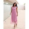 Sommerkleid CLASSIC BASICS "Kleid", Damen, Gr. 46, Normalgrößen, rosa (altrosa, flamingo, bedruckt), Georgette, 100% Polyester, geblümt, gemustert, mehrfarbig, lang, Rundhals, ohne Ärmel, Kleider