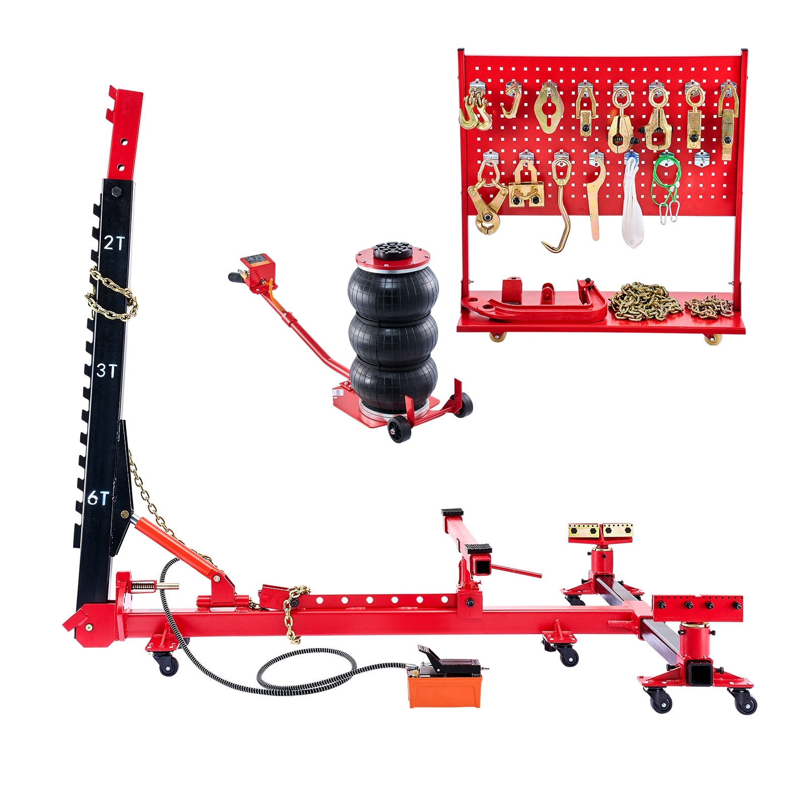 UIMOSO Auto Body Frame Puller Straightener, 6T Tension Car Body Repair Equipment with 6000PSI Hydraulic Foot Pump