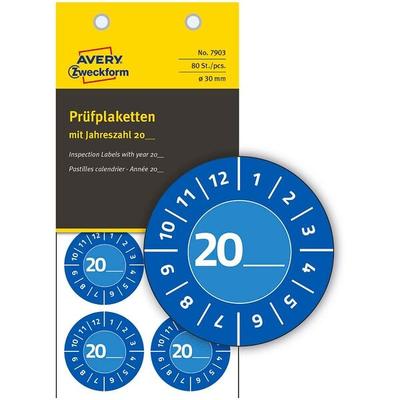 Avery Zweckform Prüfplaketten »7903« blau 30,0 x 30,0 mm 80 Stück blau Image