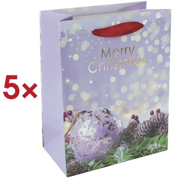 Sigel 5er-Pack Weihnachts-Geschenktüten »Charmful Christmas« 18 x 23 cm, 18x23x10 cm Image