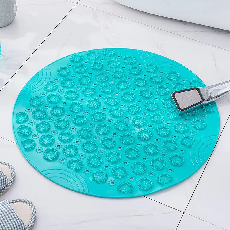 Shower Mat, Round Shower Stall Mat, PVC Bathtub Mat, Non Slip Bath Mat with Suction Cups and Drain Holes, Machine Washable for Bathroom Bathtub Swimming Pool